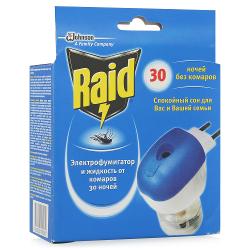 Фумигатор Raid + жидкость 30 ночей - характеристики и отзывы покупателей.