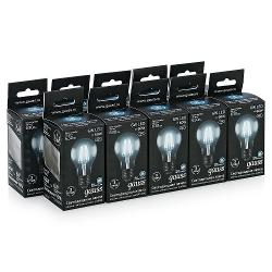 Упаковка 10 шт LED ламп Gauss Filament A60 E27 6W 4100К филаментные - характеристики и отзывы покупателей.