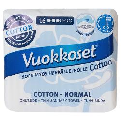 Женские гигиенические прокладки Vuokkoset Cotton Normal - характеристики и отзывы покупателей.