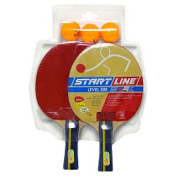 Набор для настольного тенниса START LINE (2 ракетки Level200 + 3 мяча оранж - характеристики и отзывы покупателей.