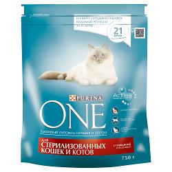Упаковка сухих кормов 8 шт Purina ONE Adult feline Sterilized говядина - характеристики и отзывы покупателей.