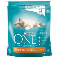 Упаковка сухих кормов 8 шт Purina ONE Adult feline курица и злаки - характеристики и отзывы покупателей.