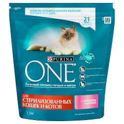 Упаковка сухих кормов 6 шт Purina ONE Adult feline Sterilized лосось и пшеница (6 шт x 1 - характеристики и отзывы покупателей.