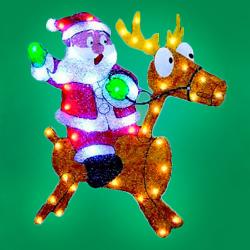 SHLights Панно светодиодное Санта-Клаус на олене - характеристики и отзывы покупателей.