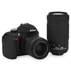 Зеркальный фотоаппарат Nikon D3400 Kit AF-P DX 18-55mm II + 70-300mm non-VR - характеристики и отзывы покупателей.
